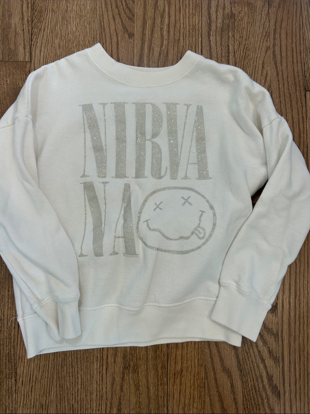 abercrombie kids White Glitter 'NIRVANA' Sweatshirt
